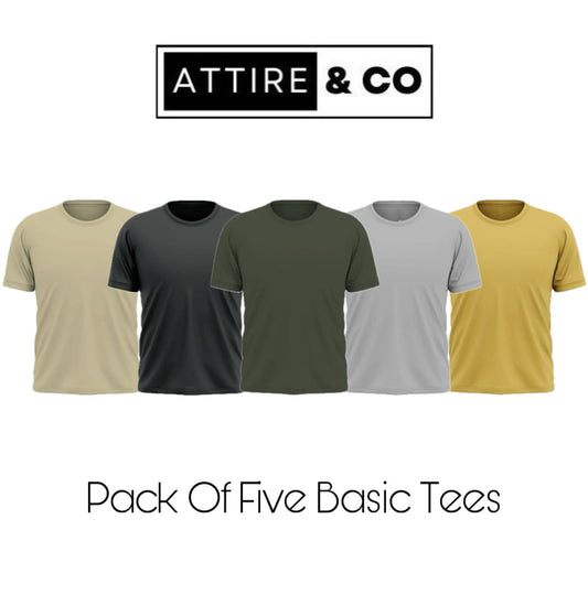 Pack of 5 Plain Half sleeves T-Shirt