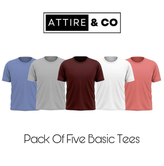 Pack of 5 Plain Half sleeves T-Shirt