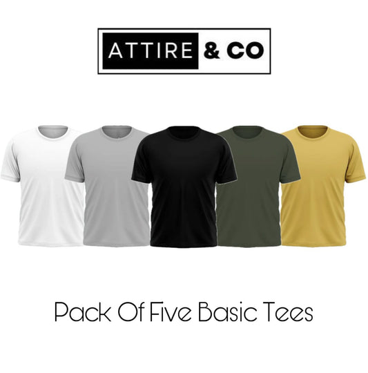 Pack of 5 Plain Half sleeves T-Shirt