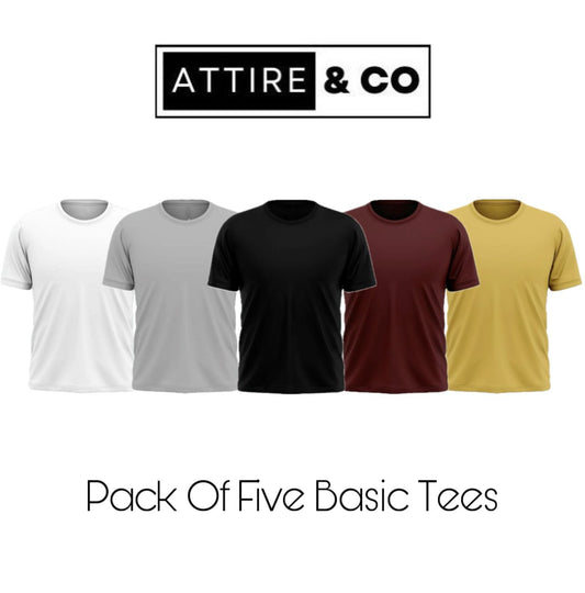 Pack of 5 Plain Half sleeves T-Shirt