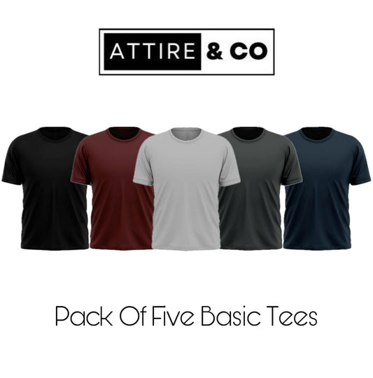 Pack of 5 Plain Half sleeves T-Shirt